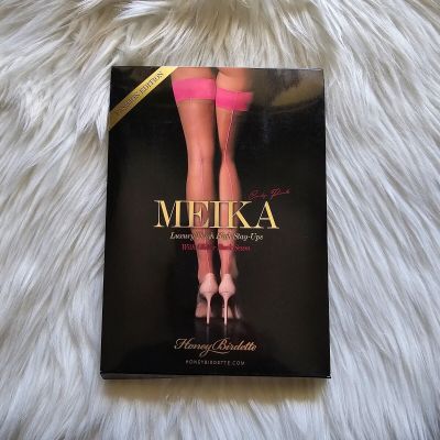 NIP Honey Birdette Meika Pink Stay Up Stockings Size Small